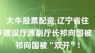 大牛股票配资 辽宁省住房和城乡建设厅原副厅长祁向国被“双开”！