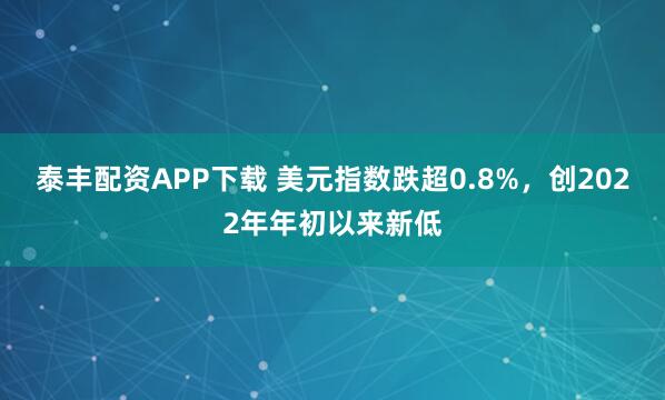 泰丰配资APP下载 美元指数跌超0.8%，创2022年年初以来新低